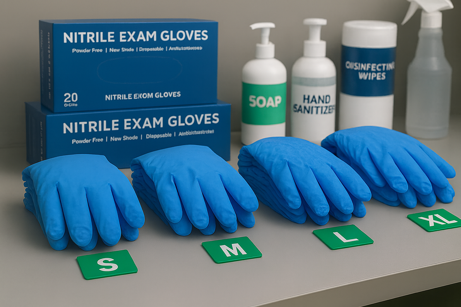 Nitrile exam gloves S to XL